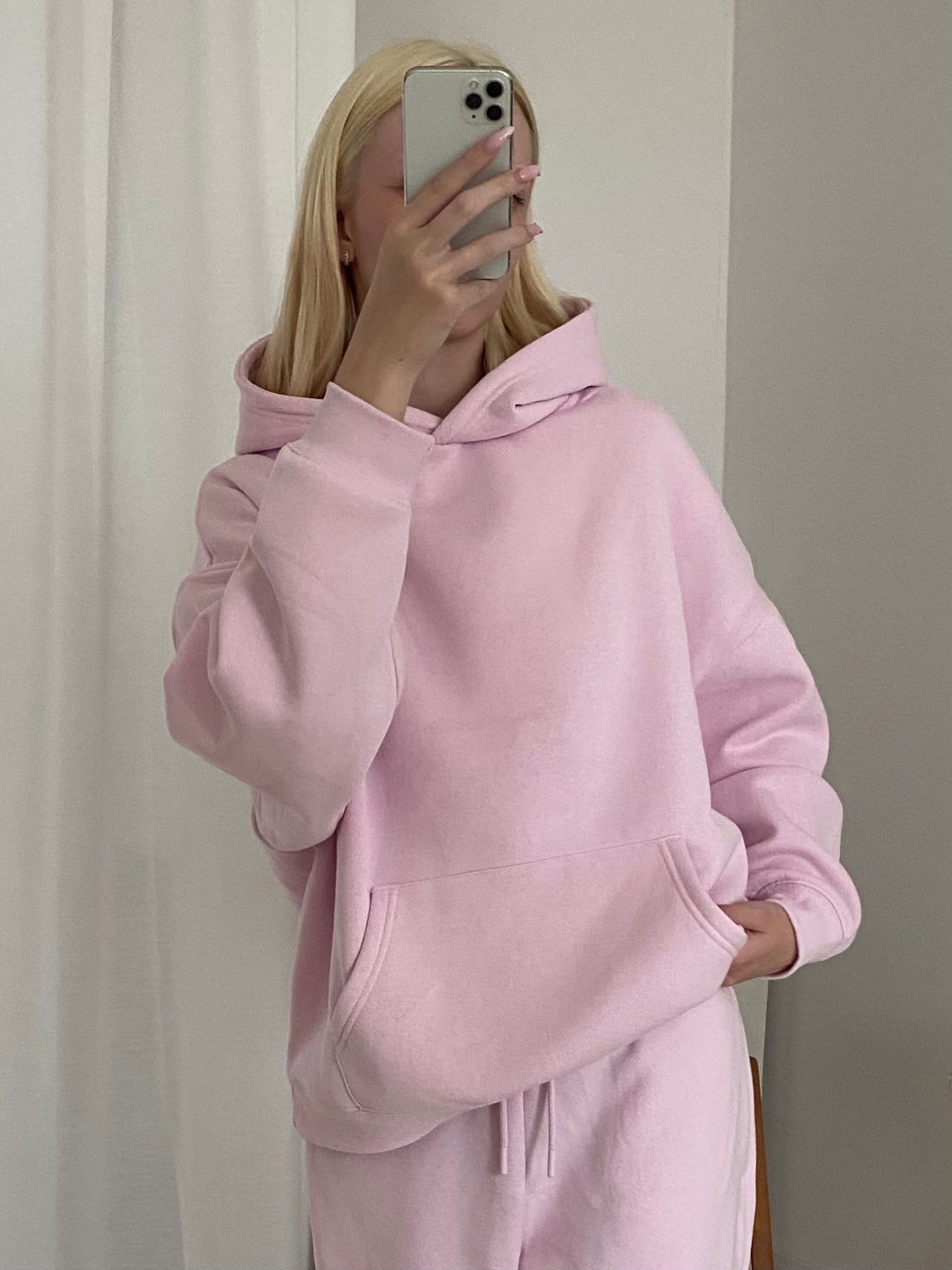 BLUZA Z KAPTUREM BASIC BABY PINK