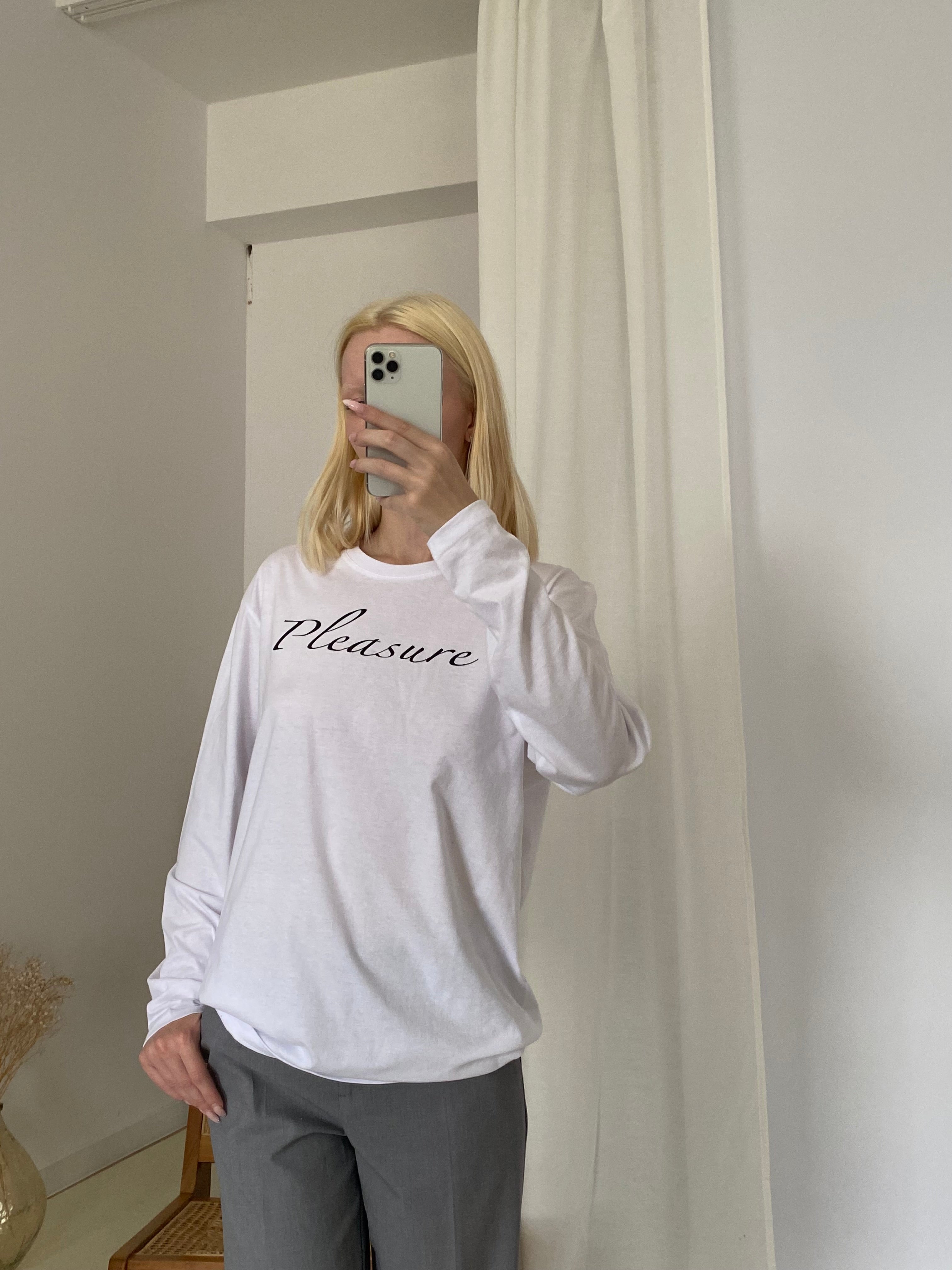 KOSZULKA Z DŁUGIM RĘKAWEM PLEASURE WHITE