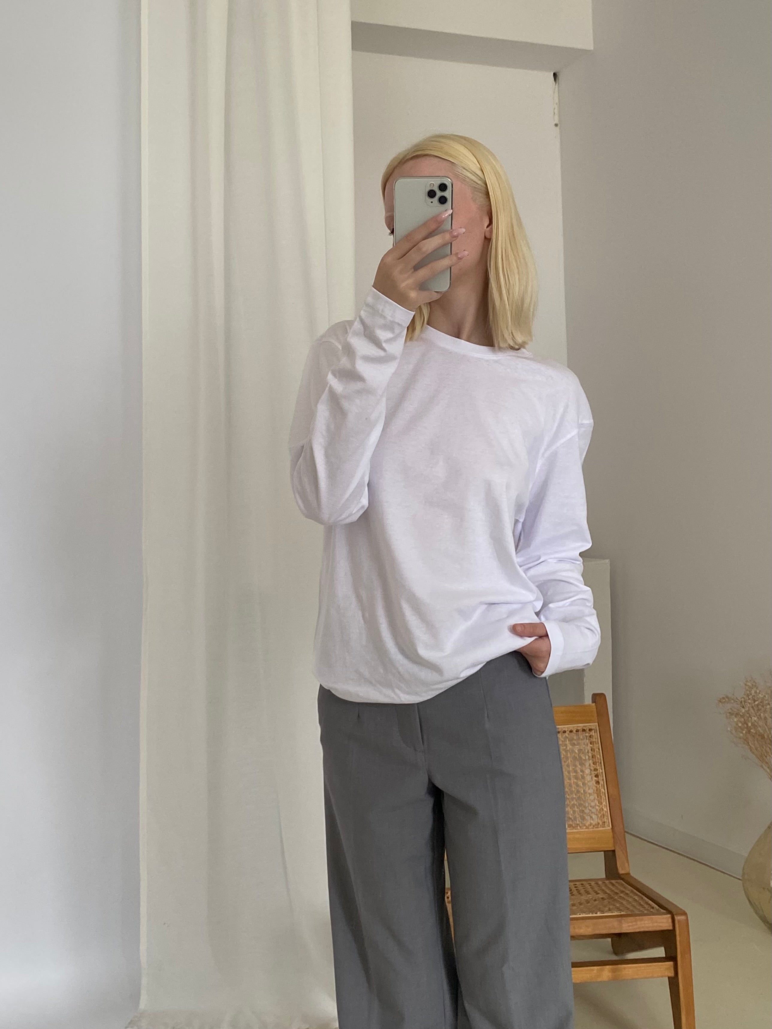 KOSZULKA Z DŁUGIM RĘKAWEM BASIC WHITE